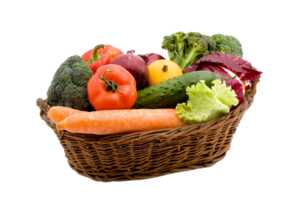 A wicker basket filled with vegetables png