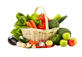 A basket full of vegetables and fruits png