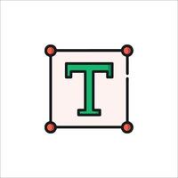 The letter t in a square frame with red and green dots vector