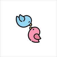 Two birds are kissing in a line on a white background vector