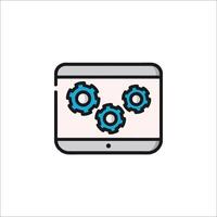 A tablet with gears on it, with a white background vector