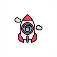 A rocket with a man inside it on a white background vector