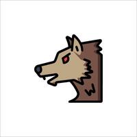 A cartoon wolf head with red eyes vector