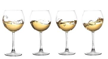 Set of glasses with WHITE wine photo
