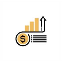 A dollar sign and a graph line icon vector