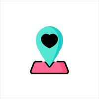 A map marker with a heart on it vector