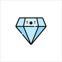 A cartoon diamond with a face on it vector