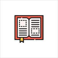 An open book icon with a bookmark vector