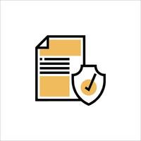 A document with a shield and a check mark vector