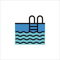 A swimming pool icon with a ladder and water vector