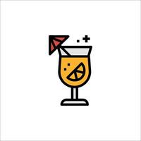 A drink with a lemon slice and umbrella icon vector