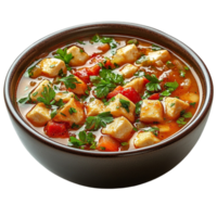 Spicy Paneer Curry with Fresh Cilantro in a Bowl png