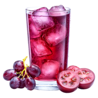 Icy Grape Juice in a Glass on Transparent Background png