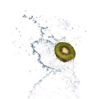 kiwi slice splash in water-isolated on white background photo