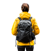 Female Hiker Wearing Raincoat on Transparent Background png