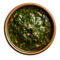 Fresh Chimichurri in Rustic Bowl on Transparent Background png