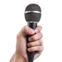 Close-Up of Microphone in Hand on Transparent Background png