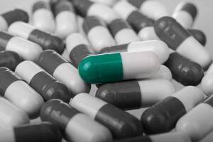 Macro of background made from pills and capsules photo