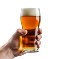 Hand Holding a Glass of Refreshing Beer on Transparent Background png