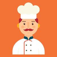 Chef with mustache and hat on orange background vector