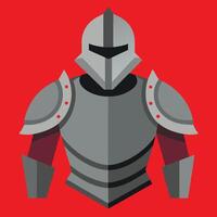 A knight armor icon on a red background vector