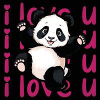 Cute smiling panda t-shirt design template vector