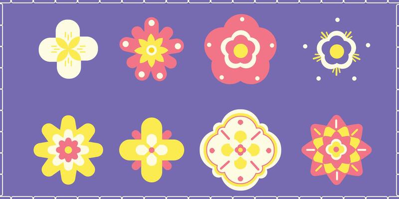 Geometric flower design illustration set