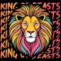 Wild lion t-shirt design template vector
