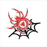 Red spider on its web with white background vector