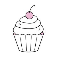 Sweet Pastel Cupcake with Glossy Frosting and Smooth Lineart Style vector