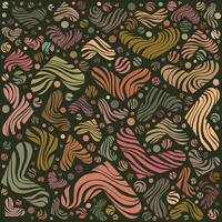 Retro Set of Layered Hearts and Circles in Pink, Beige, Orange, and Khaki on Green Background vector