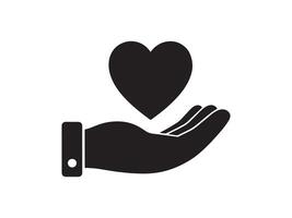 Heart in Hand Silhouette Kindness and Compassion Icon Hand with Heart Shape vector