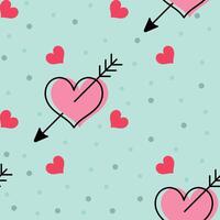 Cute romantic pattern with heart and arrow vector