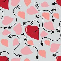 Romantic pattern with heart and arrow vector