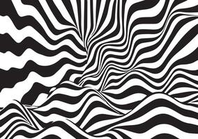 Optical illusion wave. Chess waves board. Abstract 3d black and white illusions vector