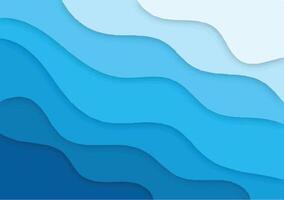 Blue paper wave abstract background. 3d paper layers vector