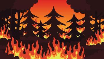 Forest fire. Global warming and the concept of emergency. Protection, preservation of the ecosystem. vector
