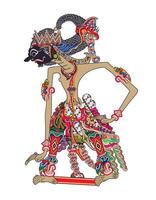 Wayang puppet, Antareja character, Indonesian shadow puppet show, illustration style. vector
