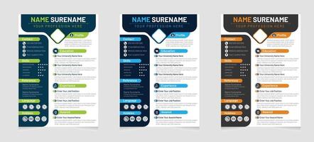 Professional resume template design with a modern minimal and unique concept vector