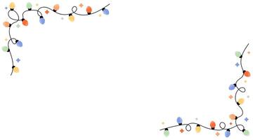 Horizontal background decorated with colorful garland lights with empty space for text. template for christmas, wedding or birthday celebration. vector