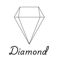 Diamond black and white icon. Precious stone outline logo, isolated on white background with space for text or brand name. vector