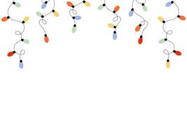Decorative background with garland lights and empty space for text. Celebration design for christmas, birthday, wedding, party. vector