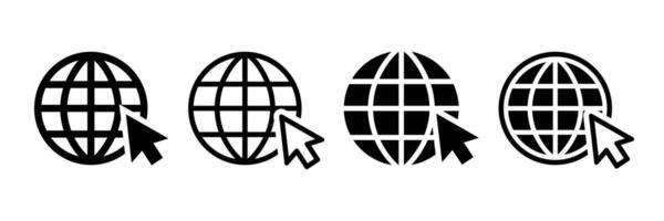 Web icon set. Click to go website. Globe with arrow. Internet icon. Web sign. vector