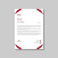 Modern corporate business letterhead design template with red color vector