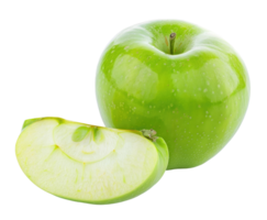 Green apple with slice isolated on transparent background png