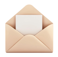 Illustration of an open envelope with blank white paper isolated on transparent background png