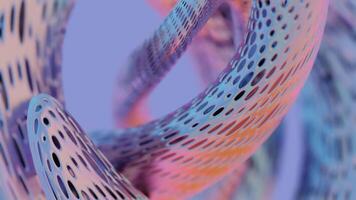 Abstract 3D Twisted Tubes with Perforated Surface in Pastel Colors video