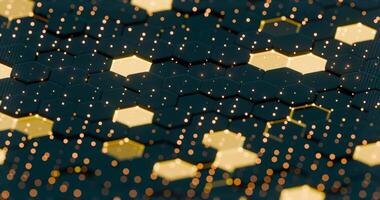 Abstract Illuminated Hexagonal Pattern with Bokeh Effects in Dark Background video