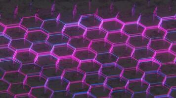 Dark Abstract Hexagonal Pattern with Purple and Pink Light Reflections video