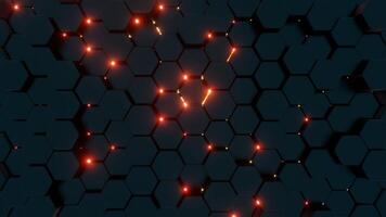 Futuristic Hexagonal Pattern with Red Illuminated Lines video